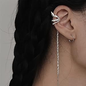 Amazon.com: Erimberate Punk Cuff Chain Dangle Earrings